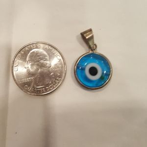 Sterling silver baby blue evil eye pendant new